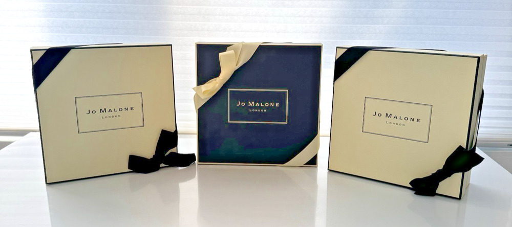 Lot of 3 JO MALONE LONDON Gift Storage Keepsake Boxes with Ribbons Cream Black